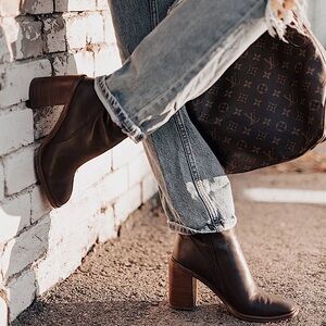 Franco Sarto Stevie Dark Brown Leather Mid Calf Boots